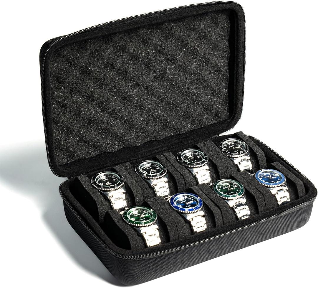 8 slots Watch Case, hard watch storage case, hard watch box, padded case for watch display and organization
