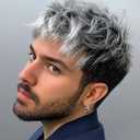 SEVENCOLORS Mens Wigs Short Grey Mixed Silver Wig Layered Natural Short Hair Wigs for Men Cosplay Halloween Party Synthetic Fashion Wig