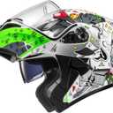 KYPARA Motorcycle Dual Visor Flip up Modular Full Face Helmet with DOT Certification of Impressionism, Medium