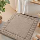 Color&Geometry Square Bath Mats for Bathroom Non Slip, 24"x24" Taupe Bathroom Rugs Absorbent, Washable Bath Rugs Shower Mat Outside Shower