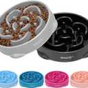 MateeyLife Large Slow Feeder Dog Bowls 2PCS, Anti-Choking Puzzle Dog Food Bowls, Anti-Slip Interactive Feeding Slow Down Eating, Bloat Stop Maze Dishes for Large Breeds 4 Cups Gray&Black