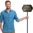 No Soliciting Sign for House, Private Property No Trespassing Sign with 32" Lawn Stake, 11x7 Inch Heavy-Duty Aluminum Metal Plaque, Weatherproof Yard & Outdoor Security Sign(A601)