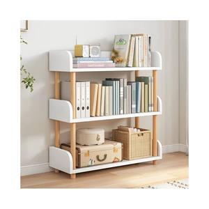 3-Tier Wooden Open Bookcase - Modern Display Bookshelf with Top Edge and Solid Wood Frame for Home and Office, Storage Cabinet, Warm White