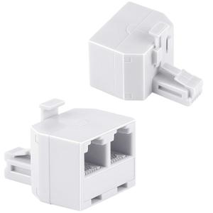 Uvital RJ11 Duplex Wall Jack Adapter Dual Phone Line Splitter Wall Jack Plug 1 to 2 Modular Converter Adapter for Office Home Fax Model Cordless Phone System, White, Wireless (2 Pack)