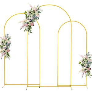Wedding Arch Backdrop Stand Set of 3 (7.2FT, 6.6FT, 6FT) Gold Metal