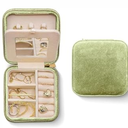 Benevolence LA Plush Velvet Jewelry Box | Travel Jewelry Case Organizer with Mirror | Featured in Oprah's Favorite Things | Best Gifts For Daughter, Girlfriend, Mom | Gifts For Her - Green
