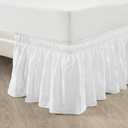 Lush Decor Ruched Ruffle Elastic Easy Wrap Around Bed Skirt Single Twin/Twin XL/Full White - Twin Bed Skirt - Dust Ruffle - White Bedskirts