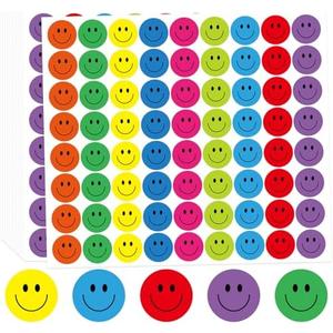 1800Pcs Happy Smile Face Stickers, 1 Inch Happy Face Decal Stickers Colorful Mini Incentive Reward Sticker Round Behavior Chart Sticker for Shcool Classroom Students Teachers Supplies
