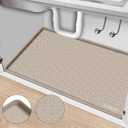 Under Sink Mat, 31" x 22" Waterproof Silicone Under Sink Tray for Kitchen & Laundry Cabinets, Kitchen Cabinet Shelf Protector, Up to 3.2 Gallons Liquid, Fits 36 inch Standard Cabinet(Apricot)