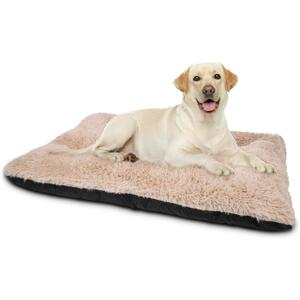 JOEJOY Large Dog Bed Crate Pad, Ultra Soft Calming Dog Crate Bed Washable Anti-Slip Kennel Crate Mat for Large Medium Small Dogs, Dog Mats for Sleeping and Anti Anxiety35" x 23", Beige