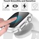 2 x GEAK Compatible with Apple Watch Case 44mm Series 4 Series 5 with Screen Protector, White Bumper All-Around Silver Edge Protective Case for iWatch SE Series 6 5 4 44mm White/Silver