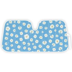Carbella Blue Daisy Car Windshield Sun Shade - Sun Visor Sunshade for Car Windshield - Window Shades for Cars, SUV & Truck - Dash Cover UV Protection for Front Window Shade Accessories - 57" x 27"
