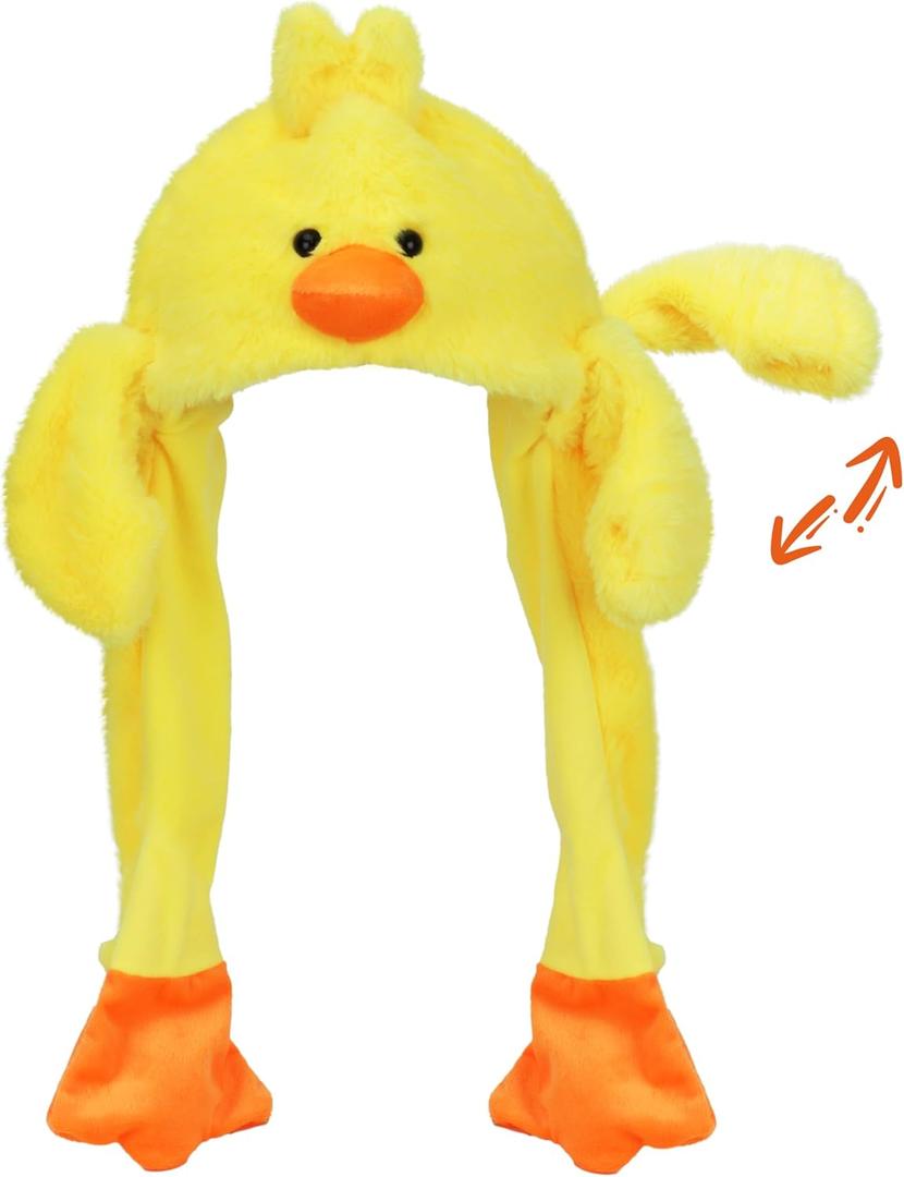 Bubblepompom Animal Hat with Ears Moving Jumping Pop Up Beating Hat Plush Holiday Cosplay Dress Up Funny Gift for Kids