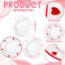 Rtteri 3 Pcs Icon Love Heart Plates 8.2 Inch Glass Red White Pink Sweet Heart Dessert Plate Salad Serving Dish Gift for Home Wedding Anniversary Birthday Party Kitchen Table Decor