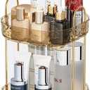 COMVTUPY 360° Rotating Makeup Organizer - Large Capacity Makeup Skincare Perfume Organizer Bathroom Organizer for Countertop Amber 2 Tier