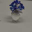 Crystal Flower Figurine Faceted Glass Blue Forget Me Not Statue Paperweight Gift for Her Collectible Ornament Desk Home Decor