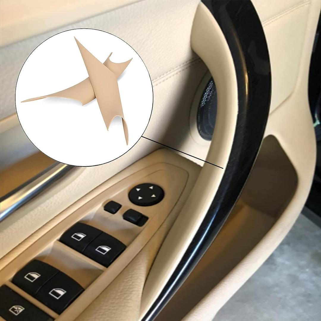 WEILEITE Interior Inner Inside Sticky Door Pull Handle Cover Fit for BMW 320,328,330,335,M3 3 Series F30/F31/F34/F80 2012-2018 & 418,420,428,430,435,M4 4 Series F32/F33/F36/F82/F83 2013-2019(Beige) (Left Front & Right Front Handle Cover)