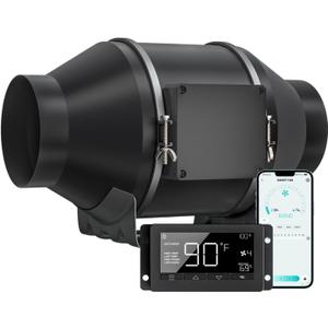 Toolazy Quiet 4" Inline Duct Fan 214 CFM Ventilation Exhaust Fan EC Motor and External 0100% Variable Speed Controller for Heating Cooling Booster, Grow Tents, Hydroponics