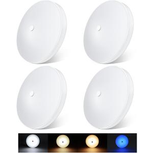 acegoo RV 3CCT 4.5'' LED Ceiling Dome Light, 3000K/4500K/6000K Switchable with Blue Nightlight 12V Puck Light for Motorhome Camper Trailer Boat, Surface Mount w/Dimmer Switch (4 Pcs)