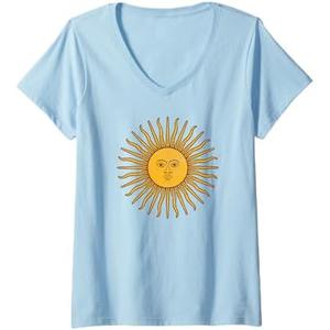 Womens ARGENTINA FLAG ARGENTINE SUN SOL DE MAYO V-Neck T-Shirt.L