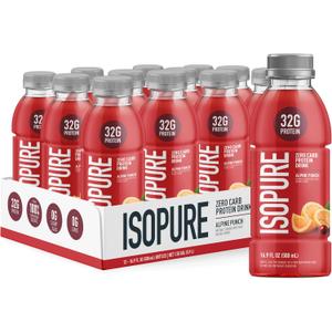Isopure Zero Carb 32g Clear Protein Ready-to-Drink, Whey Protein Isolate, Alpine Punch, 12 Pack (Packaging May Vary) (EXP 10/11/26)