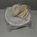 Novabright Farmhouse Wooden Decoration Set, Wooden Handmade Bowl, Chain, Beads, Suitable for Home, Bohemian, Coffee Table, Bedroom, Bathroom (White)