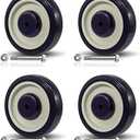 4 Pack Shopping Cart Replacement Wheels Kit 5-inch Diameter Wheels with Axles Bolt, Polyurethane Stepped and Full Tread Face w/Double Ball Bearing Shopping Cart Wheel (Black)