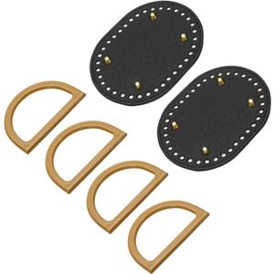 uxcell 2pcs Bag Bases for Crochet, 5.7" x 4.3" Oval Bag Bottom Shaper with D-Shaped Handles, Crochet Base Purse Bottom for DIY Shoulder Bag Handbag Making Supplies Black