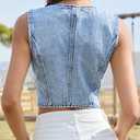 ELLEVEN Womens Summer Cropped Denim Vest, V-Neck Crop Western Jean Vest Top for Women Country Trendy Outfits, Size M