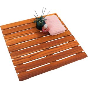 VaeFae Teak Shower Mat, Non-Slip Bath Mat, Luxury Spa Mat, Wooden Mat for Bathtub, 20 x 20 in