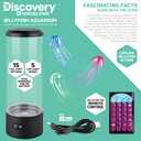 Discovery Jellyfish Aquarium Lamp  ColorMorphing LED Bedroom Night Light with Remote| 15 Light Options| Lifelike Floating Jellyfish| Kids Science Toy| Educational Learning Gift| Ages 8+
