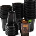 50 Pack Black Clear Plastic Cups 12 oz Disposable Drinking Cups for Wedding Black Birthday Party Supplies