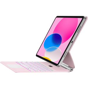 Keyboard Case for iPad 11th (A16, 2025) & iPad 10th Generation, Ultra-Slim Magic Keyboard with Multi-Touch Trackpad, 7 Colors Backlight, Smart Keyboard for iPadA16, Pink
