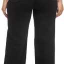THUNDER STAR Womens High Waisted Wide Leg Jeans Stretchy Distressed Denim Pants (Black, M)