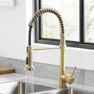 Kitchen Faucets with Pull Down Sprayer 304 Stainless Steel Industrial Single Handle One Hole Faucet for Farmhouse Camper Laundry Utility Rv Wet Bar Sinks Gold 9009K