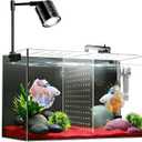 Fish Tank, 3 Gallon Ultra-Clear Glass Fish Aquarium, with Separator Plate for Betta, Fish Tank Starter kit with Filter and Led Light, Black