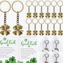 Misdary St. Patrick's Day Party Favors 4 Leaf Clover Keychains with Cards Bags for St. Patrick Irish Party Supplies Decor