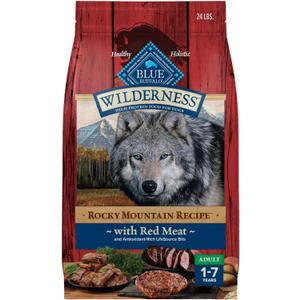 Blue Buffalo Wilderness Rocky Mountain High-Protein Adult Dry Dog Food Wholesome Grains Red Meat, 24lb. Bag