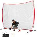 VEVOR 7X7ft/12X9ft/16X10ft/20x10ft Barricade Backstop Net, Ball Sports Barrier Netting, Portable Practice Net for Baseball Softball Lacrosse Hockey Basketball Equipment Training Net
