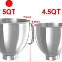 5 QT Stainless Steel Mixer Bowl with Pouring Shield, Compatible With KITCHENAID TILT-HEAD STAND MIXERS 4.5-Quart (4.3 L) And 5-Quart (4.7 L) (5QT Bowl+Pouring Shield)