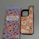 Petitian for iPhone 15 Plus Case with Wallet - Women Girls Cute Girly Aesthetic Unique Design with Leather Credit Card Holder Cardholder Stand Wristband for Apple 15 Plus, Orange Floral