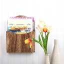 Juvale Rustic Wood Wall Mounted Magazine Rack and File Organizer with Menu Basket - Magazine Holder - Mail Organizer (12 in)