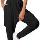 Casei Jumpsuits for Women Casual Summer Rompers Sleeveless Loose Strap Baggy Overalls Yoga Harem Jumpers with Pockets, L