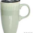 Bosmarlin Ceramic Travel Coffee Mug with Handle and Lid, 18 oz, Portable Coffee Cup for Car Cup Holder, Microwave and Dishwasher Safe, Reactive Glaze (Pale Green)