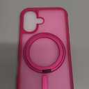 TOKVANZ for iPhone 16 Case with 360° Rotatable Magnetic Ring Stand [Compatible Mag-Safe] [Military Grade Protection] Translucent Matte Phone Cases for Women Men 6.1'', Rose Red