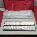 Mose Cafolo American Mahjong Game Set, Pinky Red Carrying Bag,166 Premium White Tiles,4 Color Racks/Pushers,100 Chips,1 Wind Indicator,Western Mahjong Tiles Set,Complete Ma Jong Set
