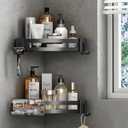 VOLPONE Corner Shower Caddy with Razor Holder Adhesive Shower Shelf Corner No Drilling Bathroom Shower Organizer Storage Rack (2-Pack, Black)