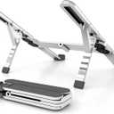 ZenRich Foldable Laptop Stand  Ergonomic Aluminum Riser with 6 Adjustable Heights, Compatible with MacBook, Dell, Asus, HP, Lenovo, Samsung, Razer, MSI (Up to 15.6''), Silver/Black (Medium)