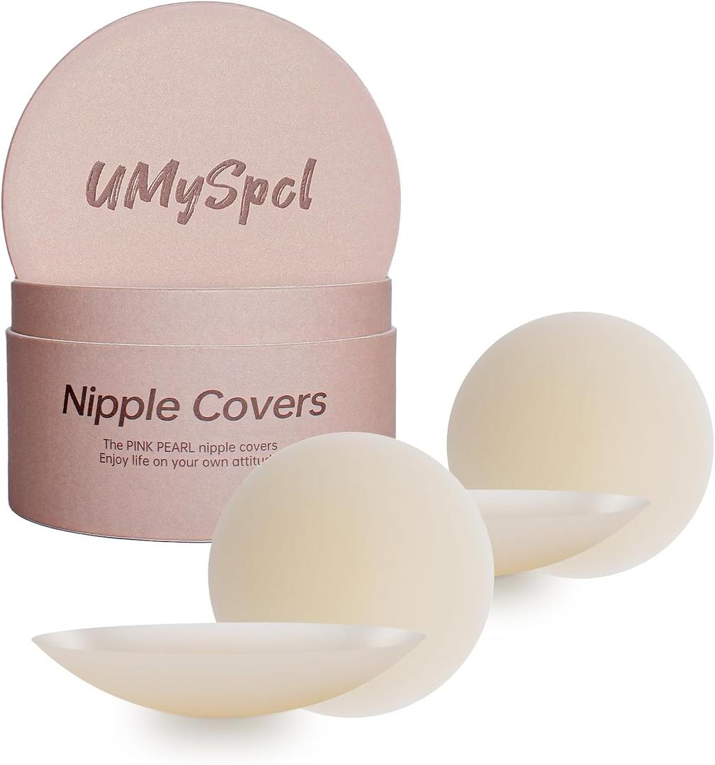 Nipple Covers for Women  Ultra-Thin Adhesive Silicone Pasties,Invisible & Waterproof (Cream)