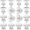 16 PCS Glass Crystal Dresser Cabinet Knobs Brushed Nickel, Octagon Knobs and Pulls for Dresser Drawers, Bathroom Kitchen Cabinet Drawer Knobs Set